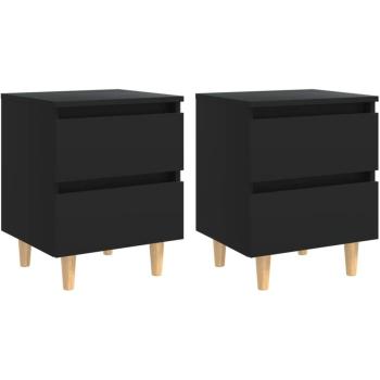 Maison Chic – Lot 2 tables de chambre en bois noir – Dimensions 40x35x50 cm