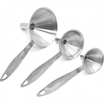 3Pcs Stainless Steel Mini Funnel with Handle for Draining Oil and Wine