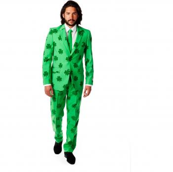 OppoSuits Herren-St. Patrick Outfit – Jackett, Hose & Krawatte im grünen Muster
