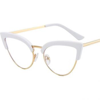 Gafas de Ojo de Gato para mujer, lentes metálicos planos, medio marco, protección antiluz azul 2022