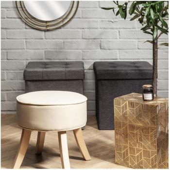 Scarlett Tabouret in Legno Beige 36x36x36