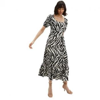 Petite Zebra Print Tie Back Midi Dress
