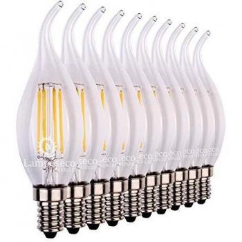 Lot de 10 Ampoules LED Flamme Design Vintage 4W (équivalent 42W) Culot E14 à visser, Blanc Chaud