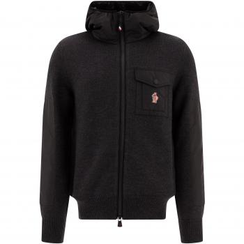 Moncler Gray Wool and Nylon Men's Jacket, Size S