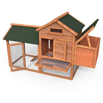 VOUNOT Rustic Hen Shelter & Run – 152 cm L × 62 cm W × 92 cm H