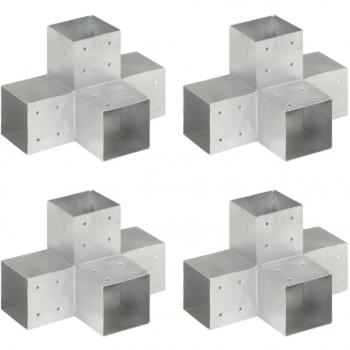 Conectores de postes en X 4 uds metal galvanizado 101x101 mm