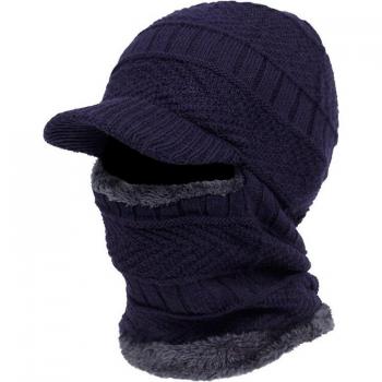 Windproof Thick Wool Hooded Cap with Velvet