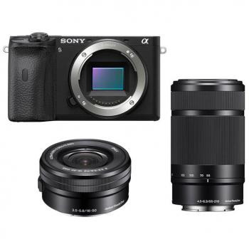 Appareil photo hybride Sony Alpha 6600 noir avec objectifs 16-50mm et 55-210mm, garantie 3 ans