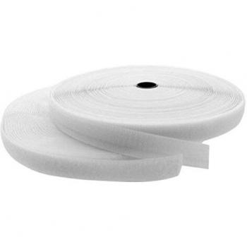 Striscia di velcro adesivo, Rotolo da 25m, Larghezza 25mm, Colore: Bianco