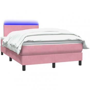 VidaXL Boxspringbett 120x210 cm – Rosa LED‑Matratze & Samt