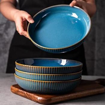 Plates à salade bleues – pack de 4 – diamètre 21 cm