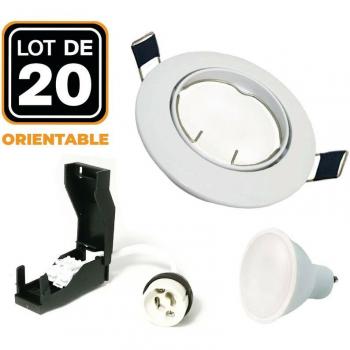 Pacchetto 20 GU10 LED Interne 5W 4500K Anello Inclinabile