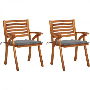 Sedie da Giardino con Cuscini 2 pz in Legno Massello