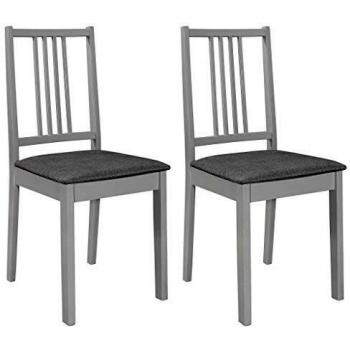 VidaXL Dual Dining Chairs with Seat Pads, Grey Wood Construction