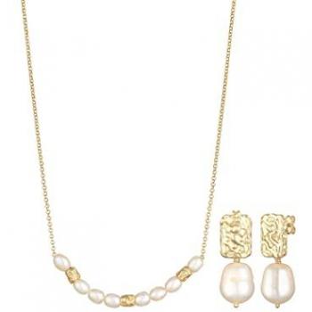 Elli Premium Ohrring und Ketten Set »Schmuckset Süßwasserperlen Barock Elegant 2er Set 925 Silber«