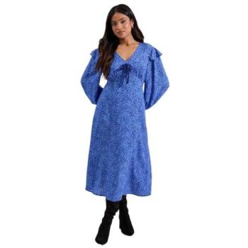 Petite Blue Frilled Animal Contrast Dress, Size 10 (Dorothy Perkins)