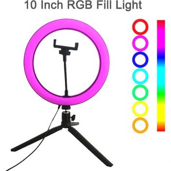 10-Inch RGB LED Ring Light for Photography and Makeup
