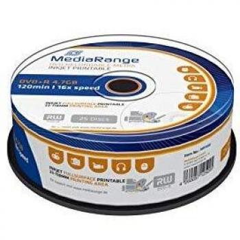 MediaRange 25 Pack DVD+R 4.7GB Inkjet Printable