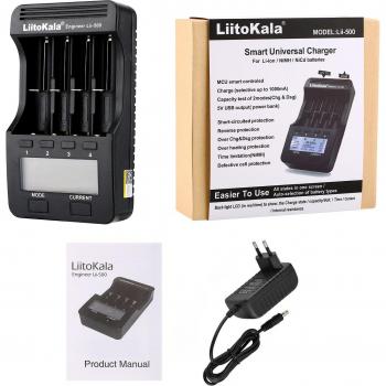 LiitoKala Lii-500 Chargeur de batteries avec écran LCD et adaptateur 12V2A