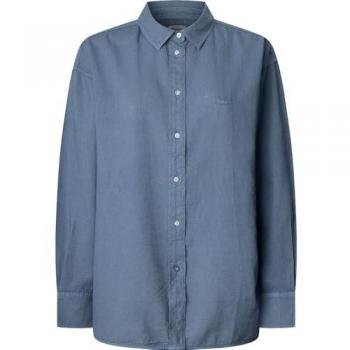 Camisa Larga Manga de Jeans Azul PL304993