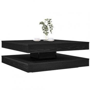 Table basse carrée rotative chêne noir 90x90x34,5 cm