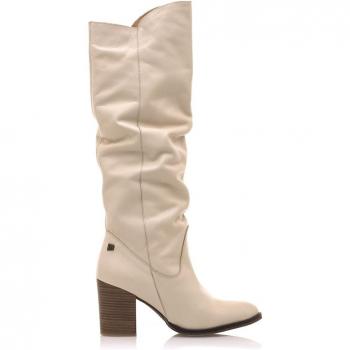 Botas de Mujer en Serraje con Detalle Arrugado