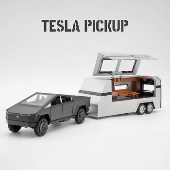 Camion Tesla Cybertruck 1:32 en Alliage avec Remorque