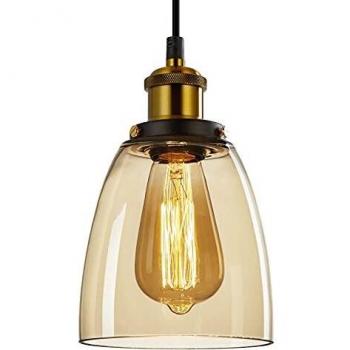 Vintage Style Glass and Iron Pendant Light