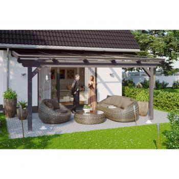 Skan Holz Terrassenüberdachung Ancona, 541x350 cm, schiefergrau