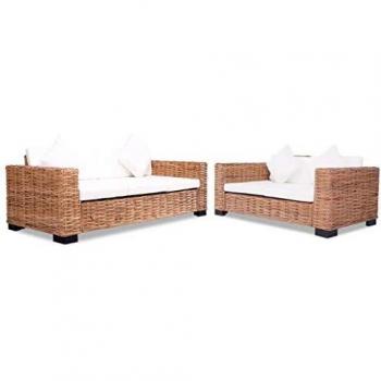 Komplettes Sofa-Set 15-tlg. in Natur-Rattan-Optik