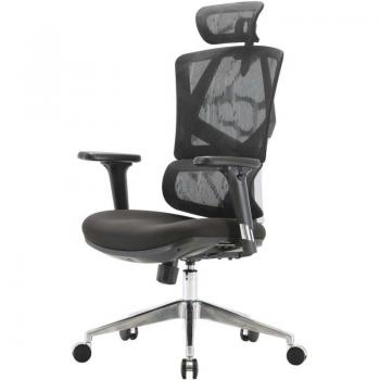 Chaise de travail avec support lombaire et dossier haut en maille noire