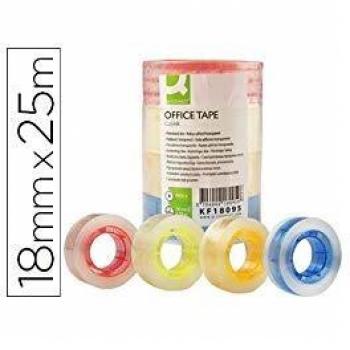 Cinta adhésive Q-Connect 25 m x 18 mm transparente avec mandrin coloré