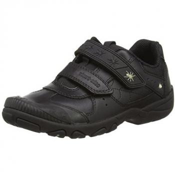 Start-Rite Boy's Tarantula Black Leather Rip-Tape Casual School Shoes