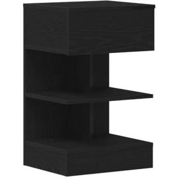 Black Oak Nightstand – 40 cm × 35 cm × 65 cm, Engineered Wood
