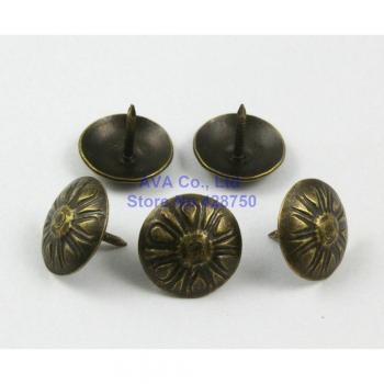 100 Pieces 16mm Antique Brass Flower Upholstery Nails