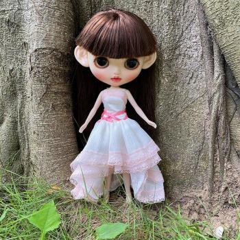 Accesorios de ropa para Blythe 30cm, empalmes de abanico y cintas rojas