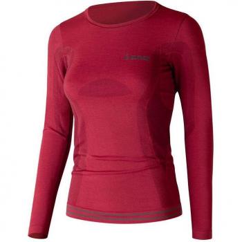 T‑shirt long manches rouge Lenz Merino 6.0 – Col rond, Femme, L