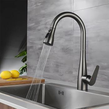 Doccetta estricabile 3 modalità, rubinetto cucina monocomando G3/8 grigio