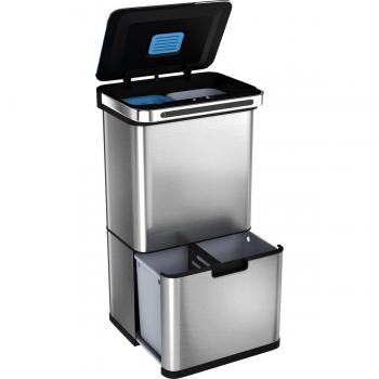 Halden‑Pro Sensor‑Abfalleimer 60 L – Edelstahl, 4 separate Fächer, Luftfilter automatisch