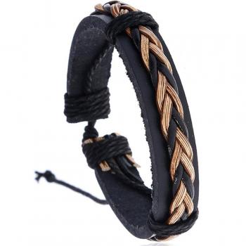 Bracelet en cuir marron tressé tendance