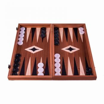 Jeu d'échecs et backgammon en acajou 48 cm