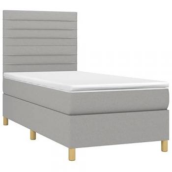 Sommier à lattes de lit avec matelas et LED Gris clair 80x200cm
