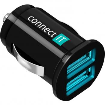 CONNECT IT USB micro nabíječka do auta 2x USB, černá (5V/2,1A + 5V/1A)