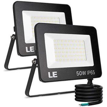 Lepro Lumière Extérieure 50 W Spot 2 Pack 4200 LM 5000 K IP65 Verre Trempé