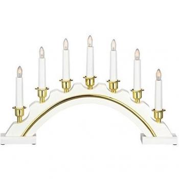 Markslöjd Traditioneller Holz-Schwippbogen – Rundbogen, 7 × E10, 3 W, weiß