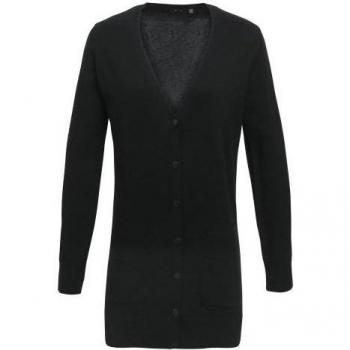 Premier Ladies’ Longline V Neck Cardigan in Black – UK 10