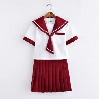 Conjunto de cosplay escolar japonés JK para mujer, top azul marino y rojo, falda de marinero