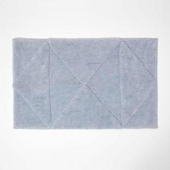 100% Cotton Light Blue Tufted Geometric Bath Mat, 50 x 80 cm