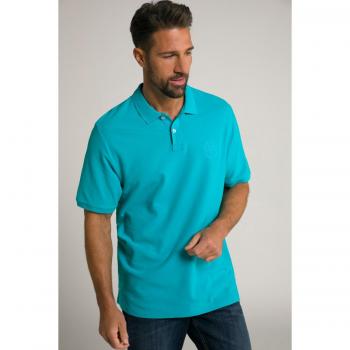 JP1880 Men's Plus Size Short Sleeve Polo, Turquoise, 4XL, Cotton
