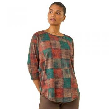 Haut Roman à Ourlet Ronde et Imprimé Patchwork